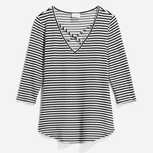 Stitch Fix Emory Park Dulce 3 Quarter Sleeve Knit Top Small Black white stripe